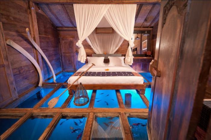 aquarium mis en place atmosphère design exemples d'ameublement chambre à coucher