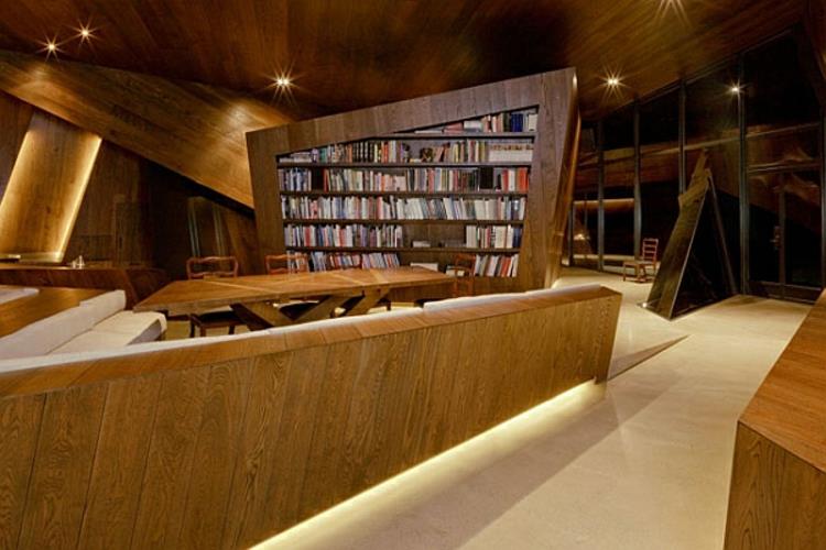 architektura i design meble drewniane dom biblioteka umeblowanie salon