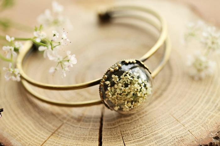 bracelets laiton verre bijoux vintage fait main fleurs herborisées