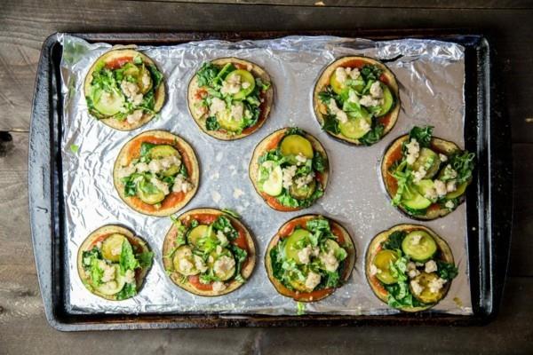Recettes de mini-pizzas aux aubergines et amuse-gueules végétaliens