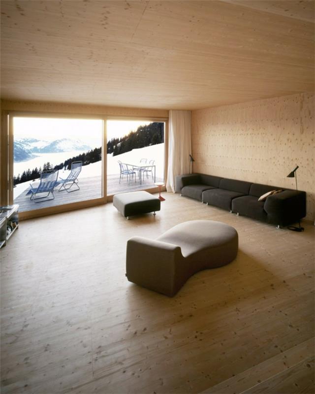 niezwykłe domy wakacyjne alpy bergeńskie szwajcaria jasne drewno minimalistyczny wystrój wnętrz