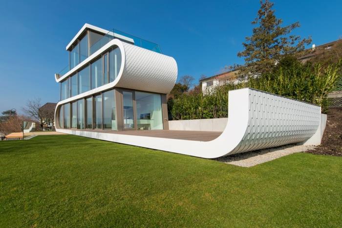 niezwykłe domy wakacyjne szwajcaria fale nowoczesna architektura organiczne formy