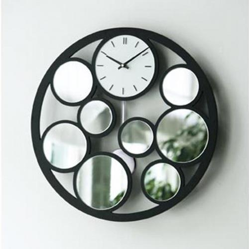 horloge murale miroir fantaisie cercles multi miroirs