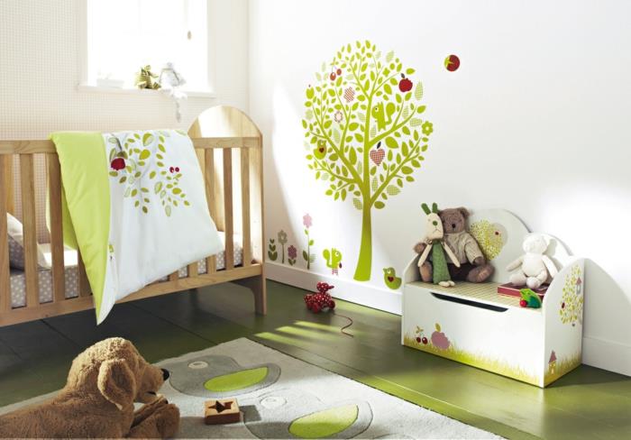 Pomysły na wystrój pokoju dziecka zielone elementy zabawki