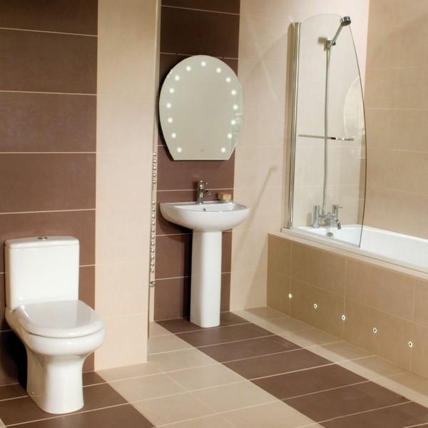 łazienka brązowo-beżowa kombinacja łączy płytki łazienkowe