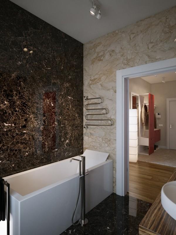 łazienka brązowy marmur łączy różne niuanse