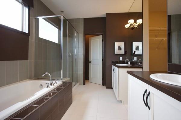 łazienka brązowy biały design funkcjonalna łazienka