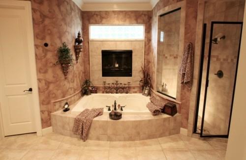 conceptions de salle de bain avec cheminées intégrées extravagantes