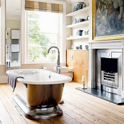 conceptions de salle de bain avec cheminées encastrables classiques