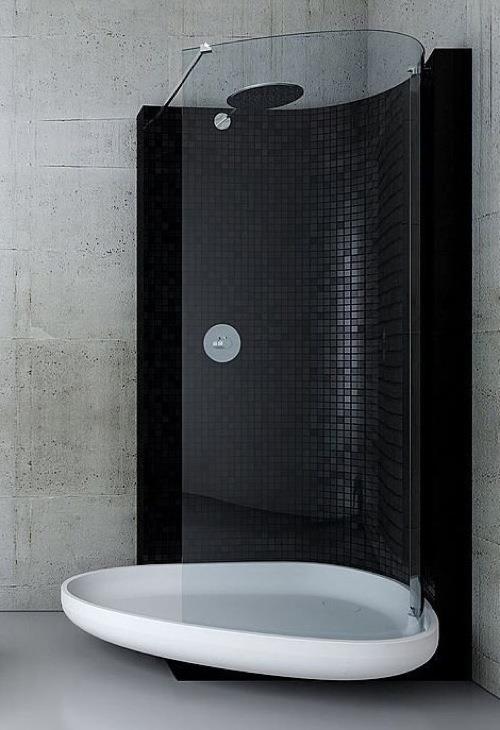 pomysły na łazienkę kabina prysznicowa szkło idromassaggio black white