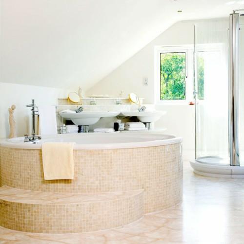 idée salle de bain mansardée blanc
