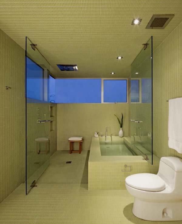 eleganckie pomysły na aranżację łazienki wanna zielone płytki