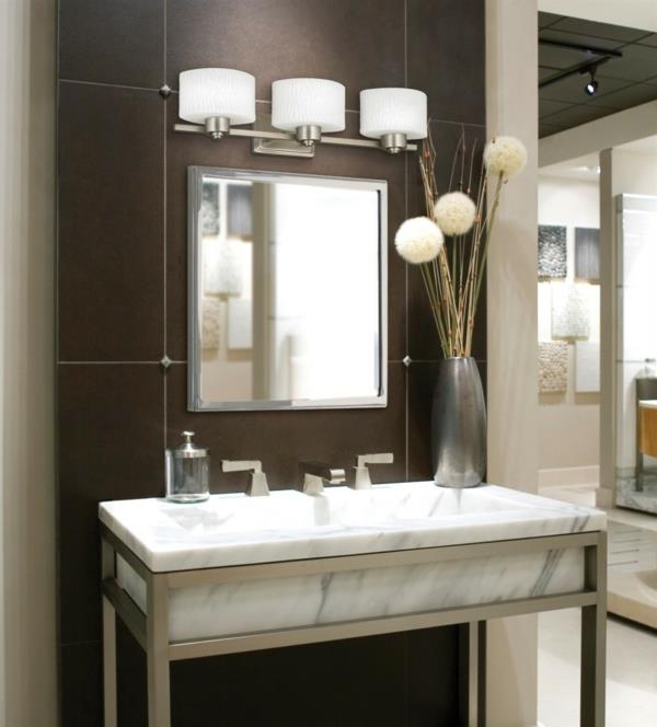 lampes de salle de bain ensemble de trois vanité en marbre