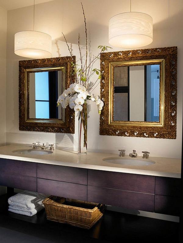 lampes de salle de bain vanité violet double miroir lampes suspendues