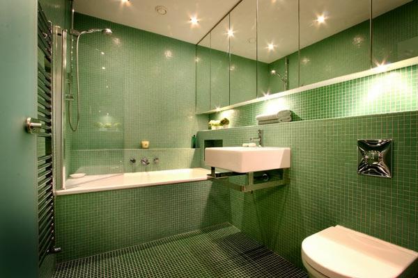 meubles de salle de bain baignoire encastrée carrelage salle de bain carrelage vert