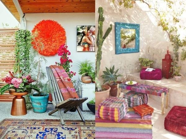 balkon udekoruj pomysły rzucaj poduszkami w stylu boho