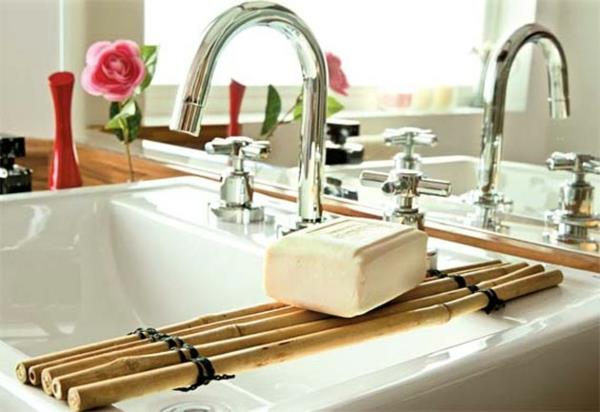 Meubles de salle de bain en bambou ustensiles de salle de bain de style asiatique savon