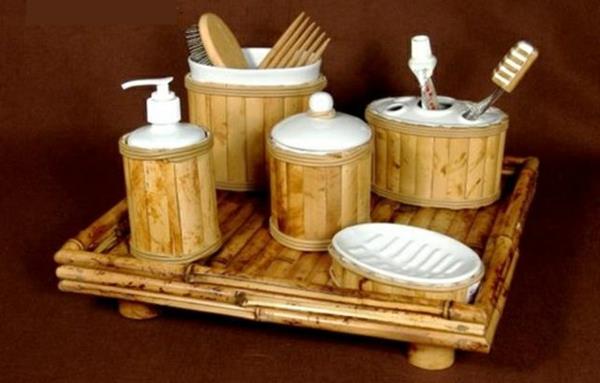Meubles de salle de bain en bambou boîtes à paniers ustensiles de salle de bain de style asiatique