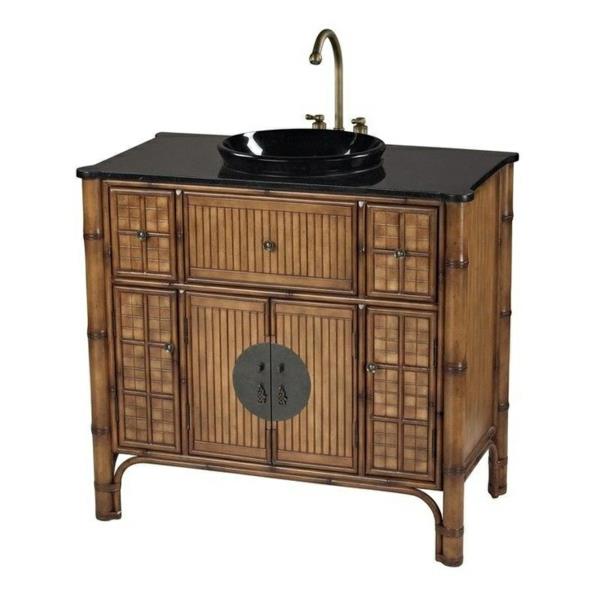 Meubles de salle de bain en bambou lavabo avec meuble bas idées de décoration de salle de bain de style asiatique