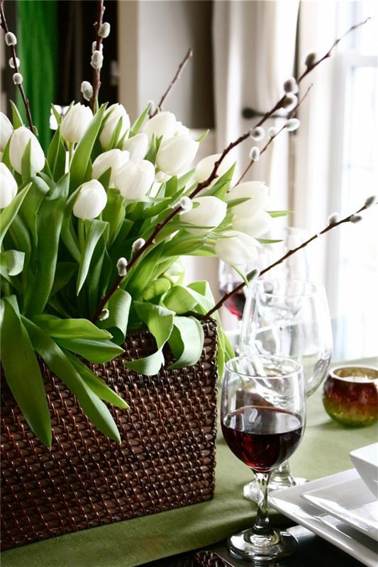 pomysły na rękodzieło wiosenne białe tulipany pomysły na dekorację stołu