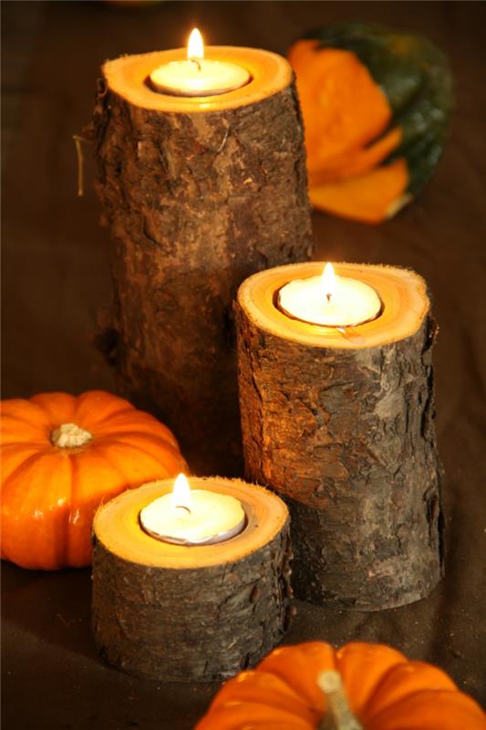 bricoler des idées d'automne bougeoir en bois belles idées de décoration