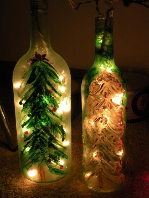 majstrować przy szklanych butelkach ozdoby świąteczne