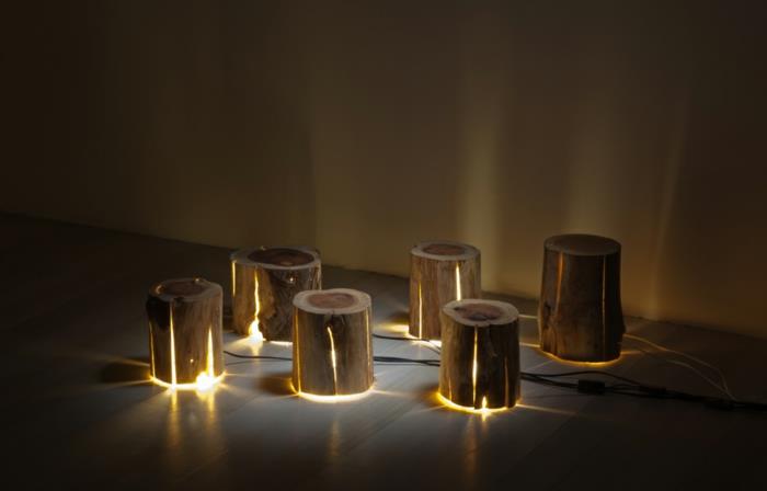 mobilier tronc d'arbre par Duncan Meerding lampadaires