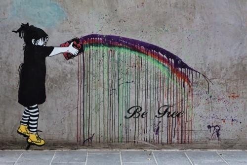 être heureux message art de rue
