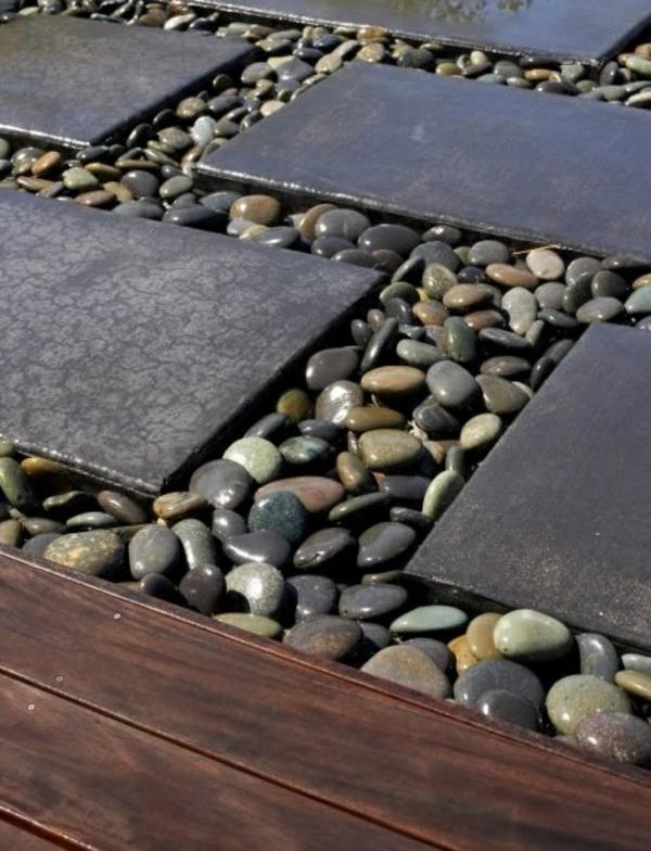 przykłady nowoczesnych pomysłów na projektowanie podłóg ogrodowych z kamienia kamyczkowego