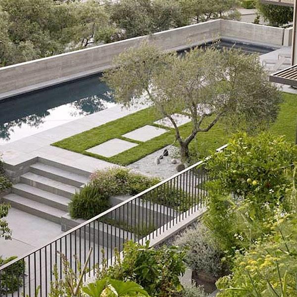 przykłady nowoczesnego projektu ogrodowego basenu betonowego