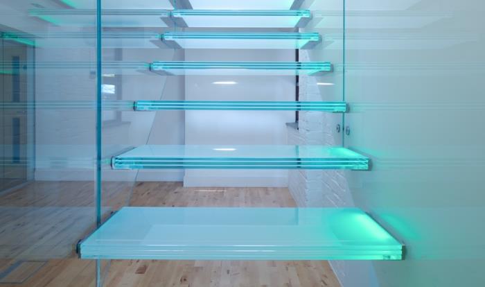 escalier d'éclairage rampe d'escalier en verre