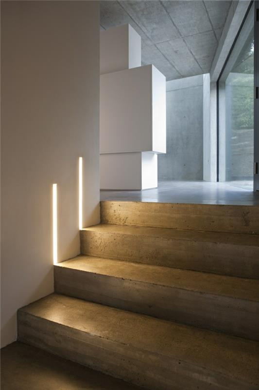 idées d'éclairage bandes lumineuses led illuminent les escaliers