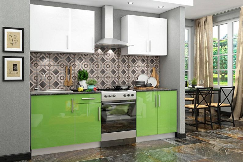 Zelený a bílý design kuchyně - nábytek