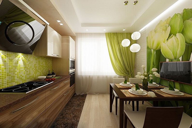 Zelená a bílá ekologická kuchyně - interiérový design