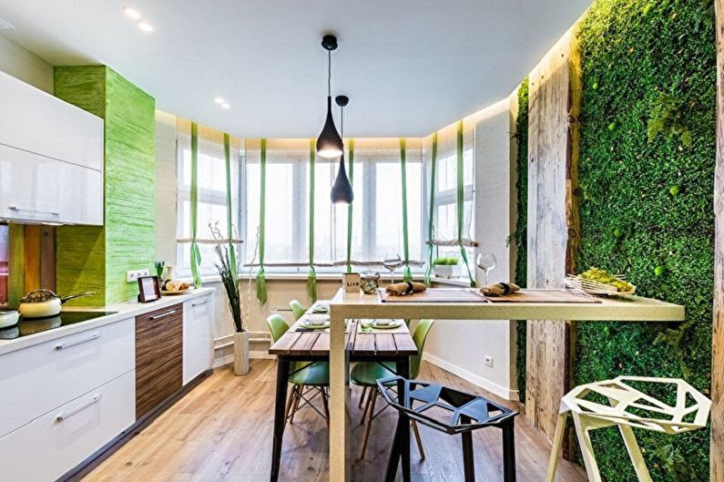Zelená a bílá ekologická kuchyně - interiérový design