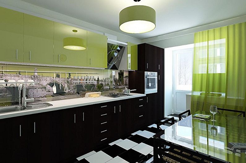 Bílo -zelený design interiéru kuchyně - foto