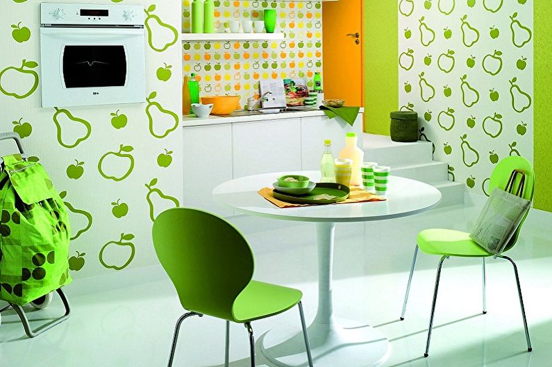 Bílo -zelený design interiéru kuchyně - foto