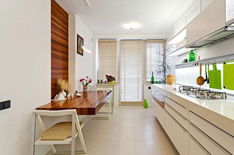 Bílo -zelený design interiéru kuchyně - foto