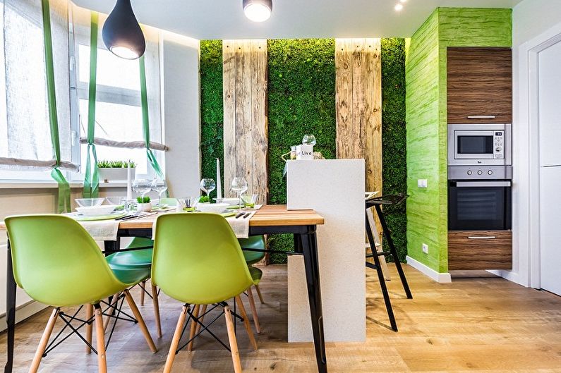 Bílo -zelený design interiéru kuchyně - foto