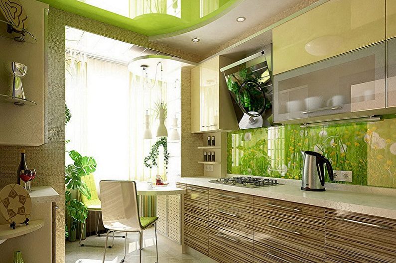 Bílo -zelený design interiéru kuchyně - foto