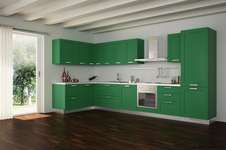 Bílo -zelený design interiéru kuchyně - foto