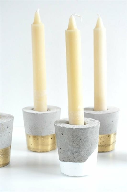 samodzielnie zrób betonowe świeczniki na Boże Narodzenie
