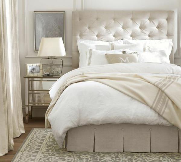 zagłówek łóżka tapicerowane pomysły projektowe wysokie łóżko