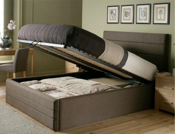 łóżko z mechanizmem do przechowywania pomysłów na życie sypialnia