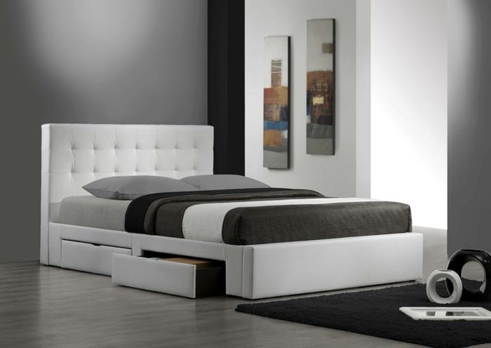 łóżko z miejscem do przechowywania białe łóżko pomysły na życie projekt szuflady sypialni