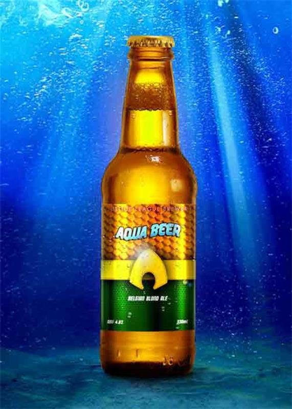 bouteilles de bière étiquettes de super-héros bleu orange