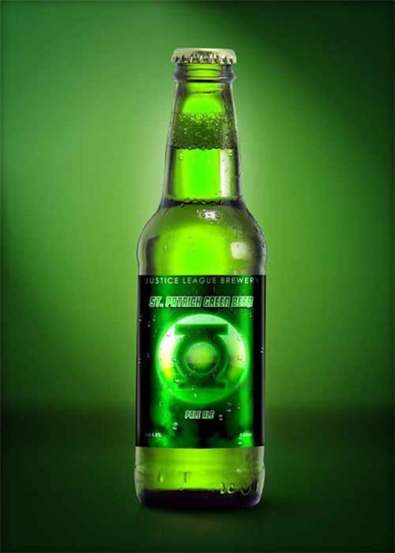 étiquettes de bouteille de bière de super-héros vert frais
