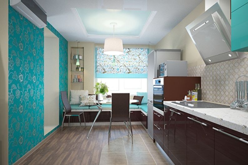 Kücheneinrichtung in Türkisfarben - Foto
