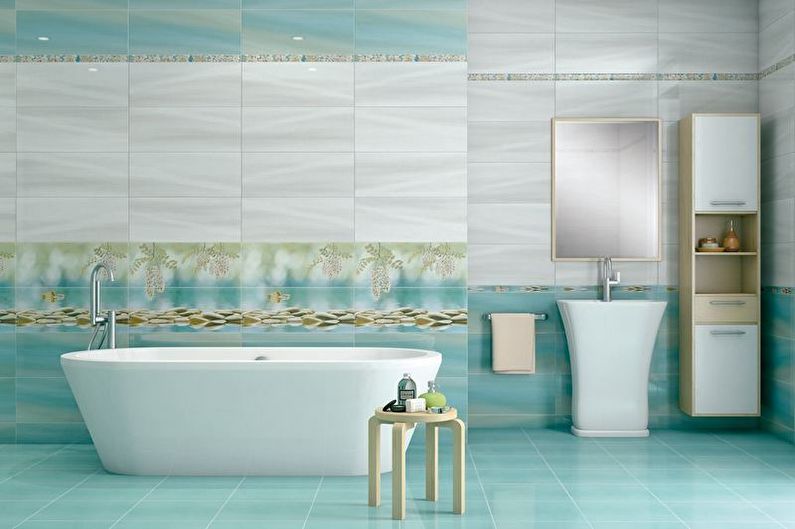Tyrkysový design koupelny - povrchová úprava podlahy