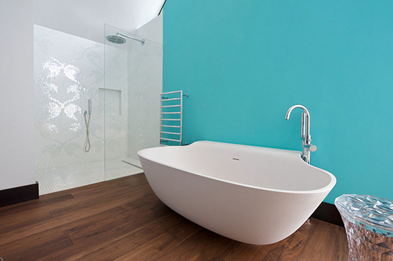 Tyrkysový design koupelny - nábytek a instalatérské práce